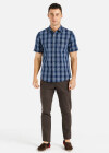 Wholesale Men's Casual Button Front Short Sleeve Plaid Shirt With Pocket - Liuhuamall