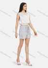 Wholesale Women's Bateau Neck Sleeveless Guipure Lace Slim Waist Plain Blouse - Liuhuamall