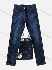 Wholesale Men's Button Zipper Pockets Labelled Plain Comfort High Stretch Jean 6689#, LIUHUA CLOTHING WHOLESALE