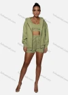 Wholesale Women's Casual Plain Long Sleeve Hoodie & Drawstring Shorts 2 Piece Set 2021960# - Liuhuamall