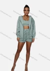 Wholesale Women's Casual Plain Long Sleeve Hoodie & Drawstring Shorts 2 Piece Set 2021960# - Liuhuamall