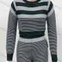 Wholesale Women's Striped Print Pullover Crop Sweater Without Shorts preview