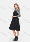 Wholesale Women's Elegant A-Line Waistband Keyhole Back Checkerboard Splicing Knee Length Dress - Liuhuamall