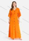 Wholesale Women's Casual Plain V-Neck Ruffle Sleeve Buttons Down Maxi Dress With Belt - Liuhuamall