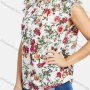 Wholesale Women's Elegant Ruffle Neck Sleeveless Ruffle Trim Floral Print Tops preview