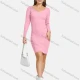 Wholesale Women's Casual Long Sleeve Scoop Neck Button Front Ribbed Slim Fit Pencil Knit Short Dress 2117# C631# Clothing Wholesale Market Liuhua