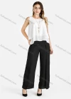 Wholesale Women's Casual Plain Layered Round Neck Ruffle Hem Blouse - Liuhuamall