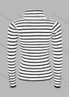 Wholesale Women's Striped Rib-knit Turtleneck Button Cuff Long Sleeve Sweater - Liuhuamall