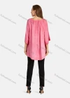 Wholesale Women's Casual Tie Front Round Neck Hollow Out Bell Sleeve Letter Print Plain Tunic - Liuhuamall