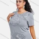 Wholesale Women's Elegant Round Neck Floral Sequin Embroidery Short Sleeve T-Shirt Gray Clothing Wholesale Market Liuhua