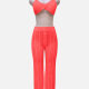 Women's Sexy Plain Halter Cover Up Crop Top 2-Piece Set J16# 520# Clothing Wholesale Market -LIUHUA