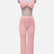 Women's Sexy Plain Halter Cover Up Crop Top 2-Piece Set J16# 525# Clothing Wholesale Market -LIUHUA