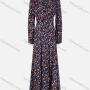 Wholesale Women's Casual Allover Print Criss Cross V Neck High Waist V Neck Tie Back Long Sleeve Maxi Dress  preview