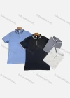 Wholesale Men's Casual 100%Cotton Plain Striped Trim Short Sleeve Polo Shirt - Liuhuamall