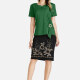 Women's Casual Notch Neck Sequin Blouse & Floral Print Skirt Set 7# Clothing Wholesale Market -LIUHUA