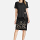 Women's Casual Notch Neck Sequin Blouse & Floral Print Skirt Set 12# Clothing Wholesale Market -LIUHUA