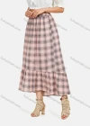 Wholesale Women's Elastic Waist Plaid Print Layered Ruffle Hem Maxi Skirt - Liuhuamall
