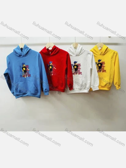 Wholesale Boy's Comfy Cartoon Graphic Kangaroo Pocket Long Sleeve Hoodies