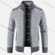 Wholesale Men's Casual Long Sleeve Stand Collar Zipper Splicing Chunky Knit Jacket Light Gray Clothing Wholesale Market Liuhua