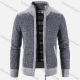 Wholesale Men's Casual Long Sleeve Stand Collar Zipper Splicing Chunky Knit Jacket Dark Gray Clothing Wholesale Market Liuhua