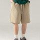 Men's Casual Plain Patch Pocket Elastic Waist Drawstring Shorts Khaki Clothing Wholesale Market -LIUHUA