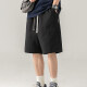 Men's Casual Plain Patch Pocket Elastic Waist Drawstring Shorts Black Clothing Wholesale Market -LIUHUA