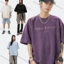 Wholesale Men's Fashion Plain Letter Round Neck Short Sleeve Unisex Drop Shoulder Suede T-shirts preview