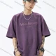 Wholesale Men's Fashion Plain Letter Round Neck Short Sleeve Unisex Drop Shoulder Suede T-shirts Purple Clothing Wholesale Market Liuhua