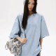 Men's Fashion Plain Letter Round Neck Short Sleeve Unisex Drop Shoulder Suede T-shirts Blue Clothing Wholesale Market -LIUHUA