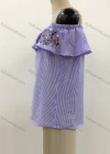 Wholesale Women's Casual Striped Floral Embroidery Off Shoulder Blouse - Liuhuamall
