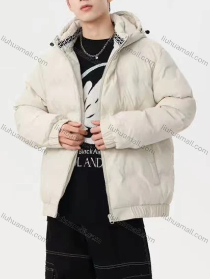 Wholesale Men's Casual Plain Hooded Patch Pocket Zip Up Cotton-Padded Puffer Jacket 6-2616#