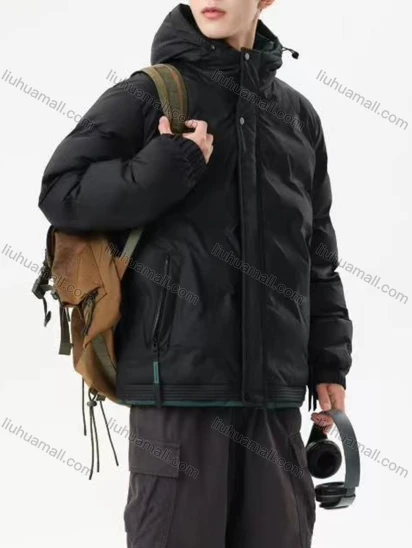 Wholesale Men's Casual Plain Hooded Patch Pocket Zip Up Cotton-Padded Puffer Jacket 6-2619#