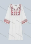 Wholesale Women's Front Ties Notched Neck Cape Pearls Beaded Sleeve Floral Midi Dress 1309-9866# - Liuhuamall