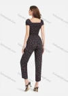 Wholesale Women's Square Neck Short Sleeve Shirred Floral Print Casual Jumpsuit - Liuhuamall