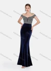 Wholesale Women's Glamorous Off Shoulder Lace Stiching Color Maxi Evening Dress - Liuhuamall