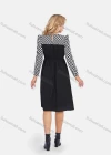 Wholesale Women's Elegant A-Line Waistband Keyhole Back Checkerboard Splicing Knee Length Dress - Liuhuamall