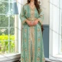 Wholesale Women's Embroidery Arabic Dubai Muslim Islamic Robe Cardigan & Dress 2-piece Set AB311# preview