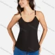 Wholesale Women's Casual Plain & Letter Print Spaghetti Straps Cami Top Black Clothing Wholesale Market Liuhua