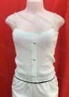 Wholesale Women's Casual Plain Rib-knit Button Front Spaghetti Strap Knit Cami Top - Liuhuamall