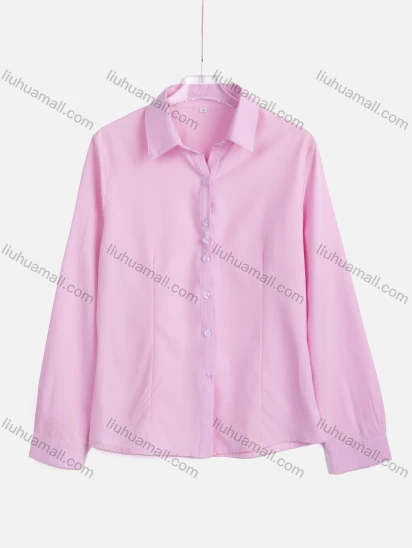 Wholesale Women's Casual Plain Collared Long Sleeve Button Down Shirt 6682#