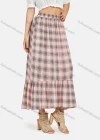 Wholesale Women's Elastic Waist Plaid Print Layered Ruffle Hem Maxi Skirt - Liuhuamall