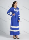 Wholesale Women's Casual Long Sleeve Round Neck Splicing Letter Print A-line Maxi Dress - Liuhuamall