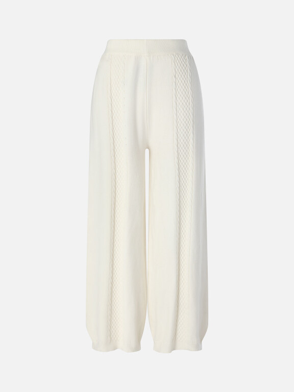 Women's Casual Straight Leg Elastic Waist Cable Knit Ankle Length Pant KC0034#, Clothing Wholesale Market -LIUHUA, WOMEN, Pants-Trousers