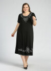 Wholesale Women's Plus Size Casual Crew Neck Short Sleeve Embroidery Midi Dress - Liuhuamall