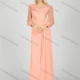 Wholesale Women's Elegant V Neck Plain Hollow Out Splicing Long Sleeve Pleated Split Side Maxi Evening Dress 7021# Melon Clothing Wholesale Market Liuhua