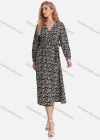 Wholesale Women's Casual Ditsy Floral V Neck Wrap A-Line Long Sleeve Midi Dress With Belt FL8064# - Liuhuamall