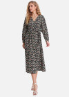 Wholesale Women's Casual Ditsy Floral V Neck Wrap A-Line Long Sleeve Midi Dress With Belt FL8064# - Liuhuamall