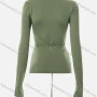 Wholesale Women's Fashion Long Sleeve Cold Shoulder Graphic Tie Long Top Q21TP604# preview