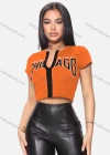 Wholesale Women's Casual Crew Neck Short Sleeve Full Zip Letter Crop Top - Liuhuamall
