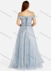 Wholesale Women's Elegant Off Shoulder Pearl Sequin Decor Floor Length Evening Dress - Liuhuamall